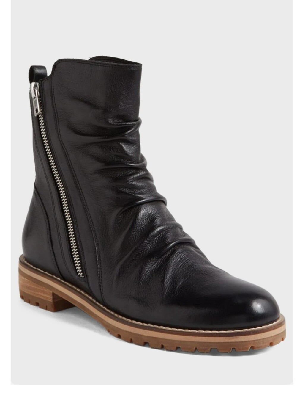 Ziera Women’s Black Leather Ankle Boot with Side Zip